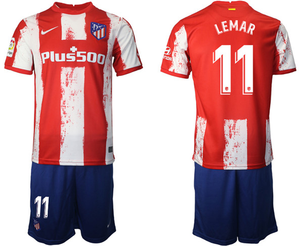 Men's Athletic De Madrid #11 Thomas Lemar Red/White Home Soccer Jersey Sui